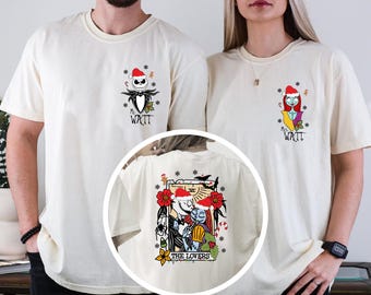 Maglietta di Natale Nightmare Before, maglietta di coppia di Natale Disney, felpa di Natale Disneyland Jack e Sally