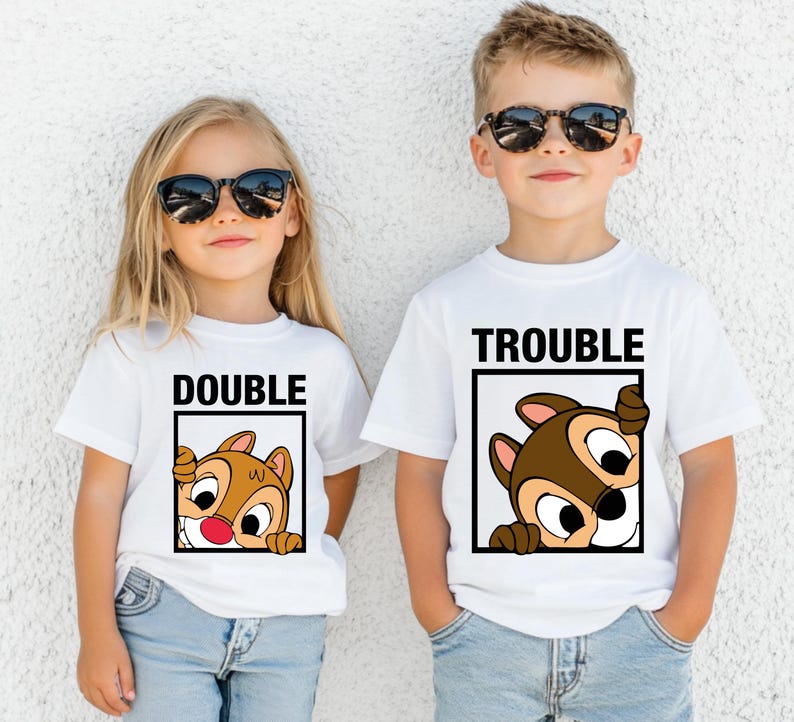 Sibling Matching Shirts, Brother Sister Tee, Cute Animal Kids Gift, Matching Family Trip T-shirt, Twin Kids Outfit