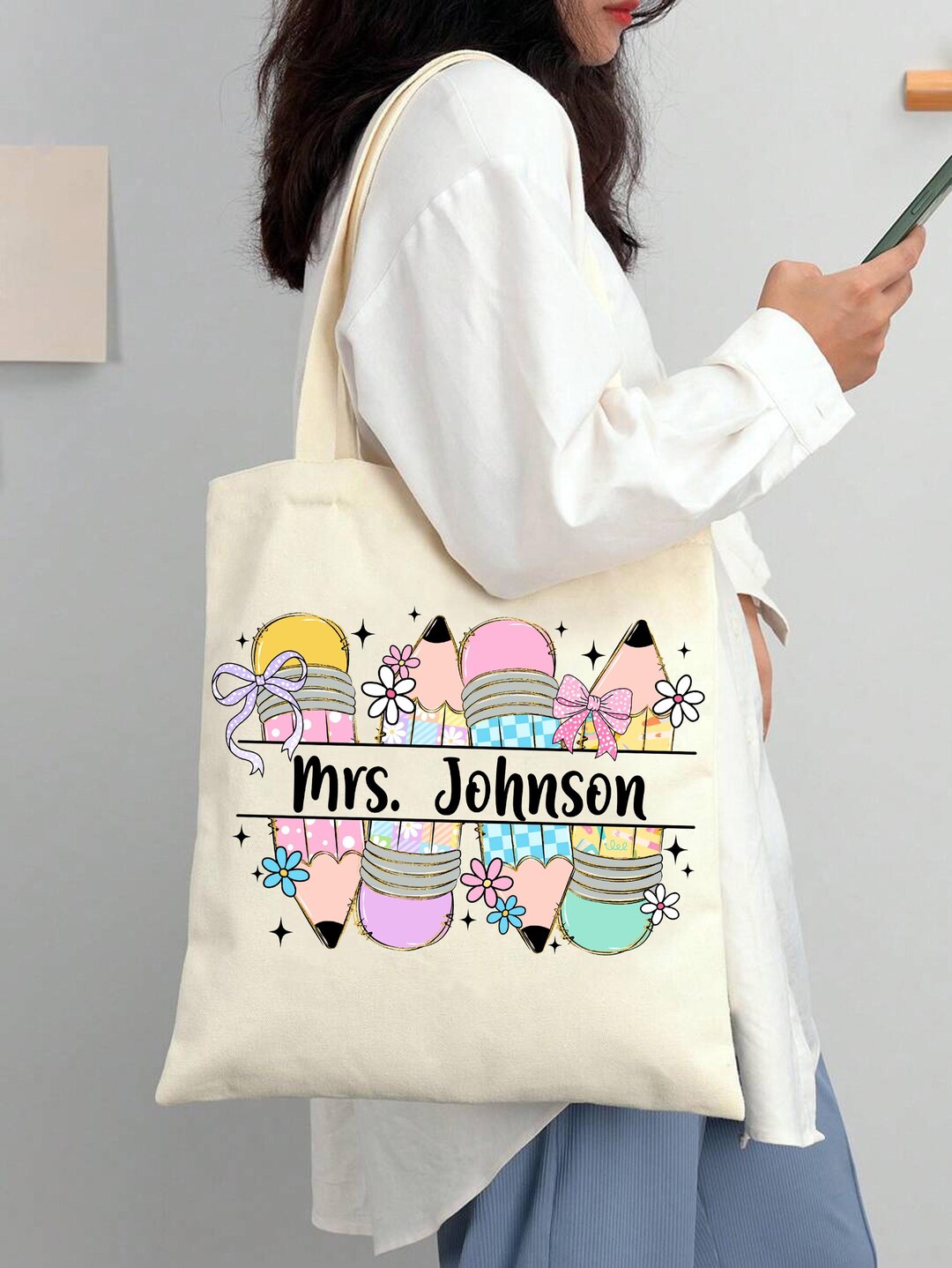 Personalized Teacher Tote, Teacher Back to School Totes, Custom Teacher ...