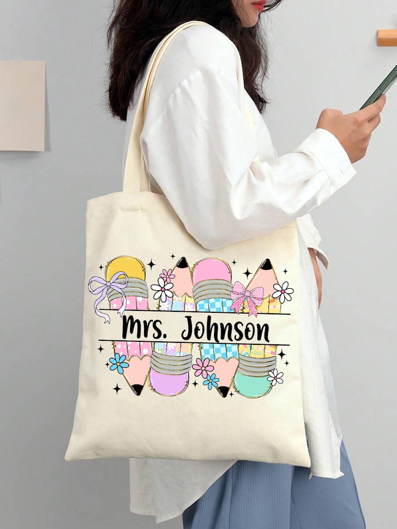 Personalized Teacher Tote, Teacher Back to School Totes, Custom Teacher ...