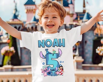 Koszulka urodzinowa Stitch, koszulka urodzinowa dla dziewczynki i chłopca Disney, bluza na przyjęcie urodzinowe Disneyland