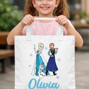 Elsa&Anna Tote Bag, Disney Princess Tote, Custom Girls Tote, Elsa Gift Bag, Frozen Kids Tote Bag
