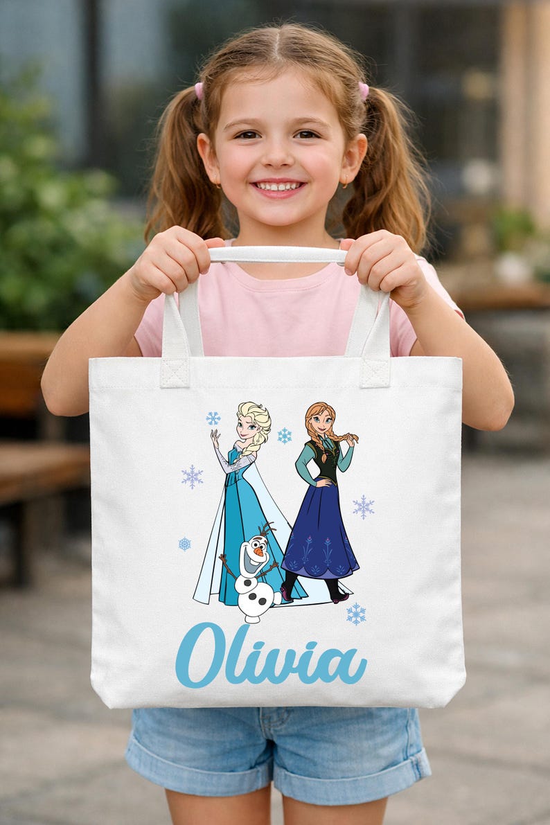 Elsa&Anna Tote Bag, Disney Princess Tote, Custom Girls Tote, Elsa Gift Bag, Frozen Kids Tote Bag