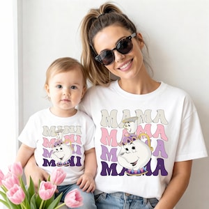 Mrs Potts and Chip Mom Shirt: Disney Mama Mini T-shirt,Tea Pot and Cup Mama Tee, Princess Belle Mommy and Me Tees, Mother's Day Gift Sweater