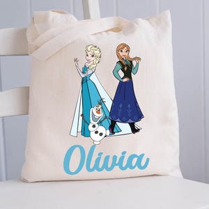 Elsa&Anna Tote Bag, Disney Princess Tote, Custom Girls Tote, Elsa Gift Bag, Frozen Kids Tote Bag