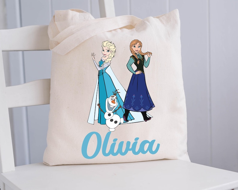 Elsa&Anna Tote Bag, Disney Princess Tote, Custom Girls Tote, Elsa Gift Bag, Frozen Kids Tote Bag