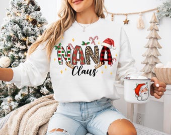 Weihnachten Nana Claus Shirt, Weihnachtsgroßmutter T-Shirt, Weihnachtsshirt für Nana, Mimi Trip Tee, fröhliches Nana Sweatshirt
