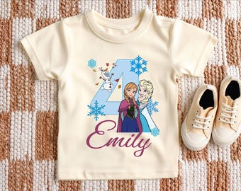 Camiseta de la princesa Disney Anna y Elsa, camiseta personalizada de cumpleaños de Frozen para niña, camiseta de cumpleaños de Disney Olaf, sudadera para fiesta de cumpleaños infantil