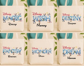 Disney Cruise Trip Tote Bag, Mickey and Friends Cruising Tote, Custom Disney Wish Bag, Disneyland Fantasy Vacation Tote
