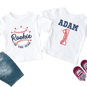 Baseball 1st Birthday Rookie of the Year Family TShirt, Custom Baseball Shirts, Baseball Mama Tee, Baseball Dada Shirt,  First Birthday Gift