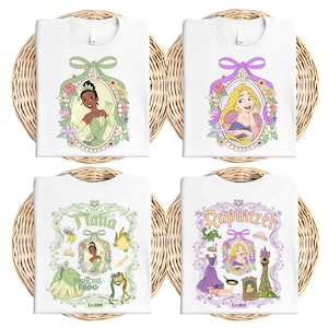 Coquette Bow Princess Shirt, Disney Tiana T-Shirt, Cinderella Shirt, Princess Rapunzel Tee, Princess Belle Tee, Little Mermaid Sweatshirt