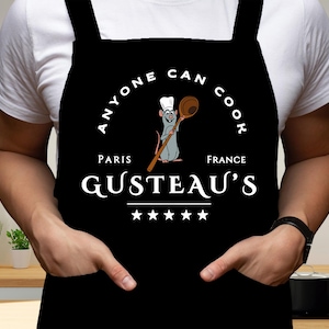 Ratatouille Family Apron, Ratatouille Anyone Can Cook Kitchen Mom Gifts, Chef Mouse Couple Apron, Apron For Dad, Mouse Chef Kitchen Little