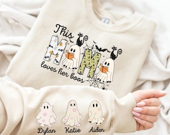 Aangepaste Halloween Mama shirt, Spooky Mom Sweatshirt, Halloween Mom Shirt, Cute Ghost Mom Shirt, This Mama Loves Her Boos Tee, Fall Mama Shirt
