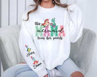 Little Mermaid Mom Shirt, Disney Mama Shirt, Princess Ariel Nana Trip Tee, Custom Kids Name Gift, Disneyland Grandma Sweatshirt