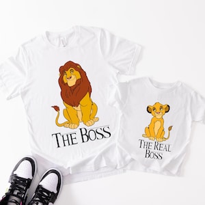 Lion King Dad and Son Shirt, Disney Simba Father&#39;s day T-shirt, Boss Father Bossier Son Gift,  Animal Kingdom Daddy and Me T-Shirt,