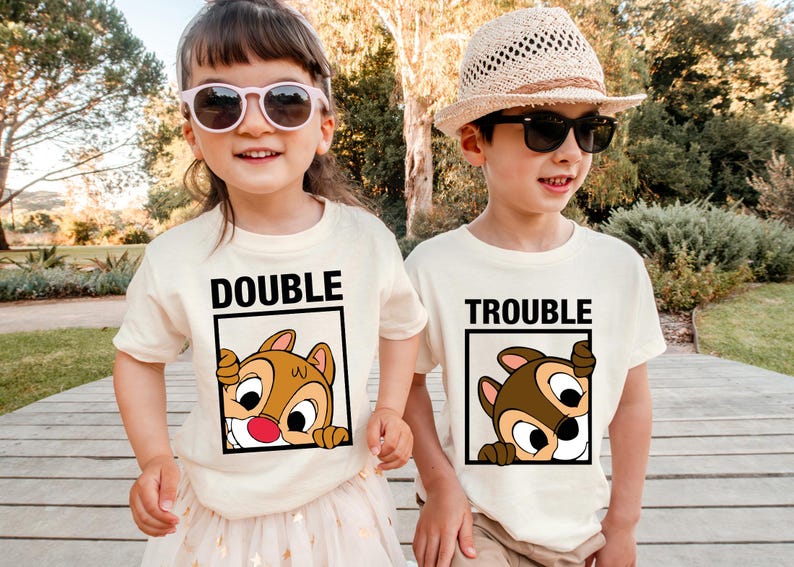 Sibling Matching Shirts, Brother Sister Tee, Cute Animal Kids Gift, Matching Family Trip T-shirt, Twin Kids Outfit
