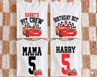 Koszulka urodzinowa Lightning McQueen dla chłopca, rodzinna koszulka urodzinowa Disney Cars, bluza urodzinowa Pixar Car Racing, bluza z kapturem Pit Crew Birthday