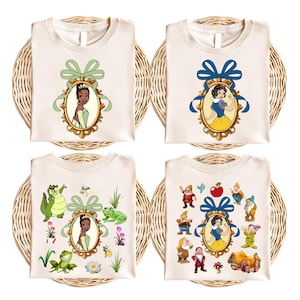 Coquette Bow Princess Shirt, Disney Tiana Shirt, Princess Rapunzel T-Shirt, Snow White Sweatshirt, Sleeping Beauty Shirt, Cinderella Bow Tee