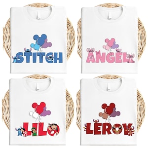Disney Stitch Characters T-Shirt, Disneyland Angel and Lilo Shirt, Stitch Mickey Ears Tee, Stitch Ballons Sweatshirt