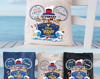 Disney Cruise Tote Bag, Mickey and Friends Vacation Bag, Custom Cruising Tote, Disneyland Wish Trip Bag