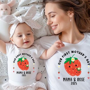 Our First Mother&#39;s Day T-shirt, Newborn Mother&#39;s Day Bodysuit, My First Mother&#39;s Day Shirt, Berry Infant Mothers Day Gift
