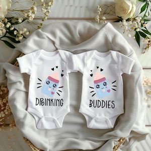 Zwillinge Set T-Shirt, Trinkfreunde Sweatshirt, Zwillinge Bodysuit, Zwillinge Neugeborene Geschwister T-Shirt, Zwillinge Baby Shower Shirt