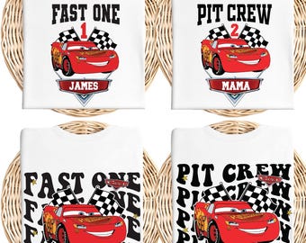 Lightning McQueen Birthday Shirt, Disney Cars Birthday Boy Tee, Fast One Birthday Shirt, Four Speed Birthday Tee, Pit Crew Sweatshirt