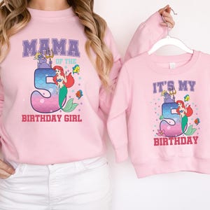 Little Mermaid Birthday Family Shirt, Disney Princess Ariel Birthday Girl TShirt, Custom Mermaid Family Matching Sweatshirt