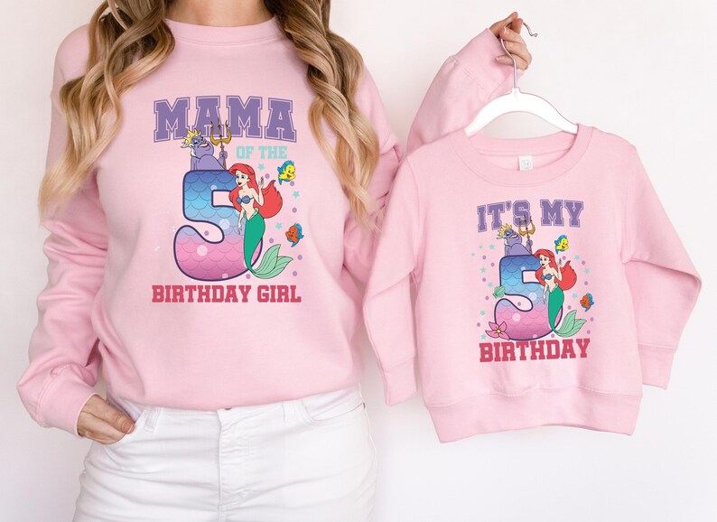 Little Mermaid Birthday Family Shirt, Disney Princess Ariel Birthday Girl TShirt, Custom Mermaid Family Matching Sweatshirt