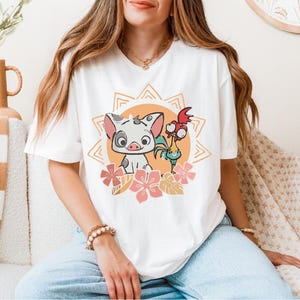 Disney Hei Hei and Pua Shirt, Princess Moana T-Shirt, Floral Pua Sweatshirt, Walt Disney Chicken Tee, Moana Movie T-Shirt
