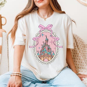 Coquette Disney Castle Shirt, Magical Castle T-shirt, Magic Kingdom Sweatshirt, Pink Bow Disney Girls Trip Tee, Disney Bow Shirt