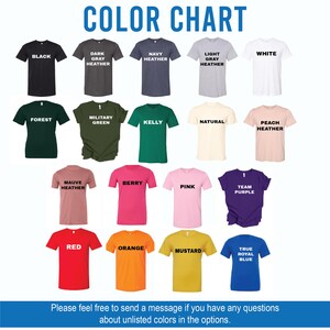 a group of t - shirts that say color chart