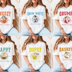 Snow White and Seven Dwarfs Shirt, Disney 7 Dwarfs Matching Tee, Grumpy Dwarf Sweatshirt, Bashful Dwarf T-Shirt, Dopey Dwarf Sweater