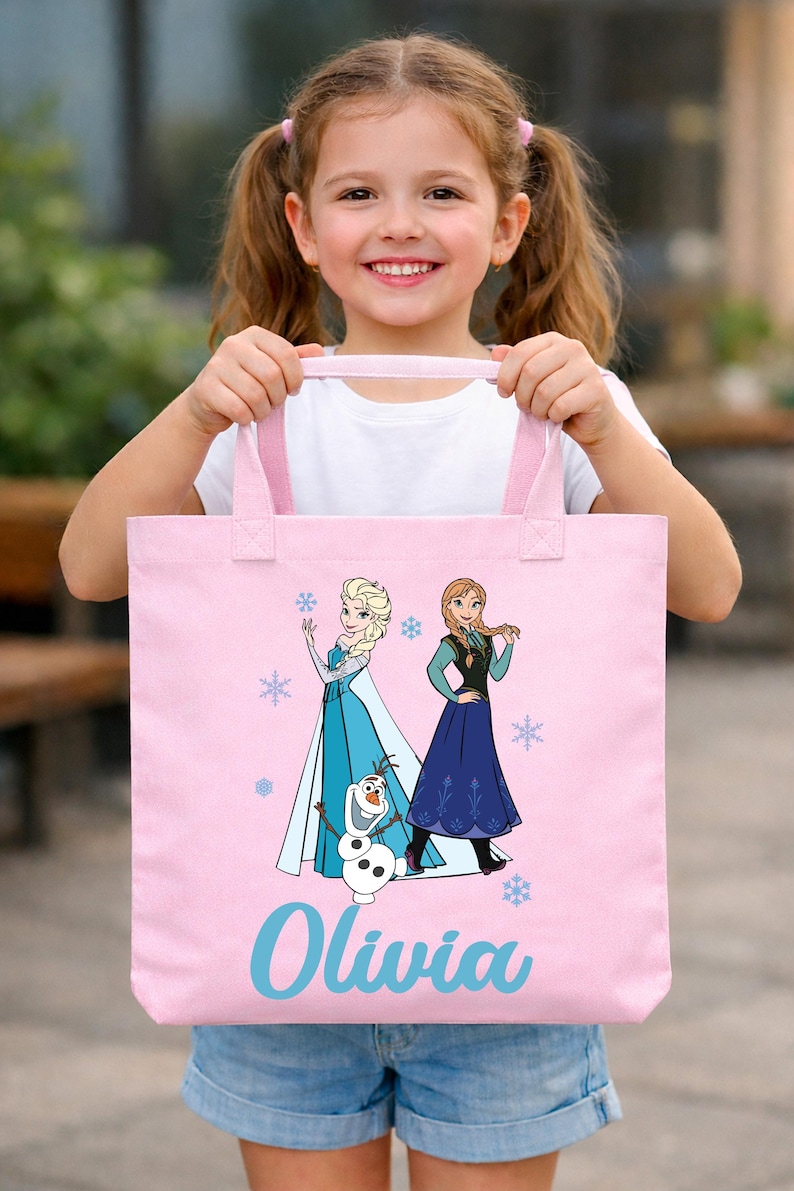 Elsa&Anna Tote Bag, Disney Princess Tote, Custom Girls Tote, Elsa Gift Bag, Frozen Kids Tote Bag