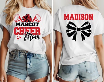Custom Cheer Mom Shirt: Mascot Cheer Mom T-shirt, Sport Mom Gift, Coquette Mommy Sweatshirt