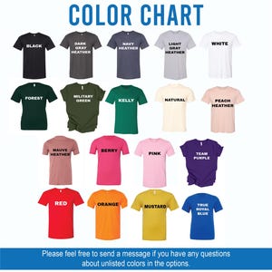 a group of t - shirts that say color chart