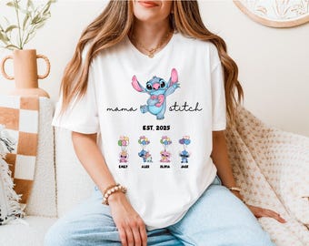 Mama Stitch T-Shirt, Disney benutzerdefinierte Mom T-Shirt, Angel Lilo Kids Name Sweatshirt, Disneyland Muttertag T-Shirt, New Mommy Sweatshirt