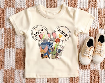 Maglietta per bambini Disney Zootropolis, maglietta personalizzata con la testa di Topolino, felpa con stampa di Judy Hopps e Nick Wilde, regalo per bambini piccoli di Zootropolis