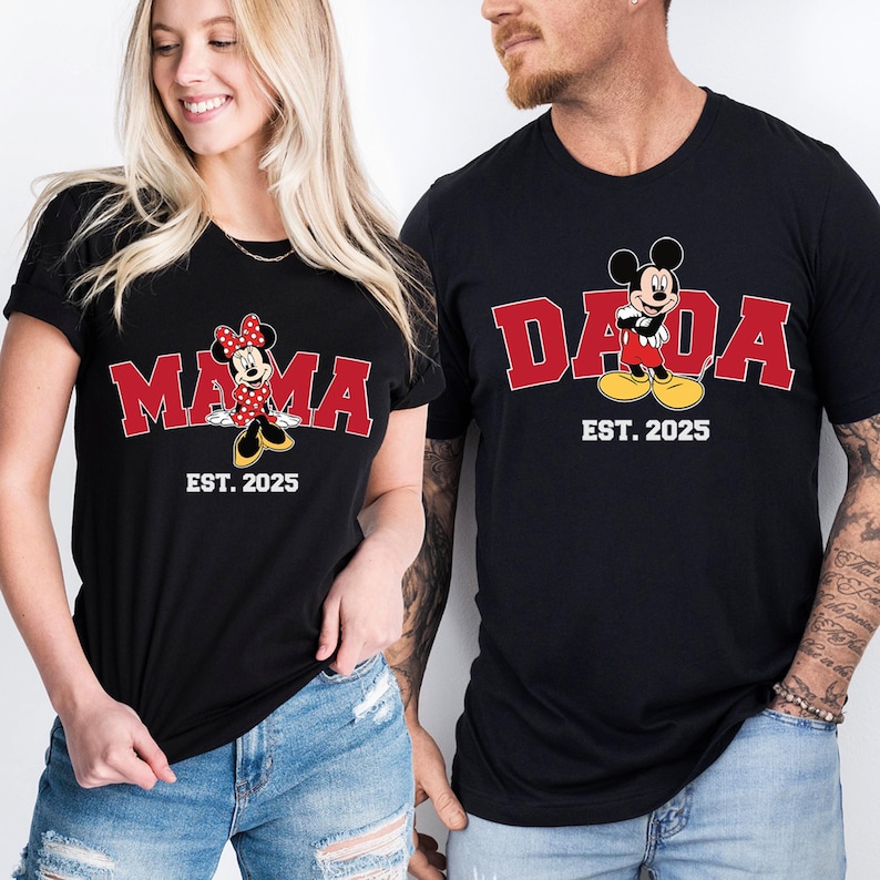 Mama Dada Mini Son Shirt, Family Trip Tee, Matching Family T-shirt, Parents And Toddler Sweatshirt, Magic Vacation Couple Hoodie