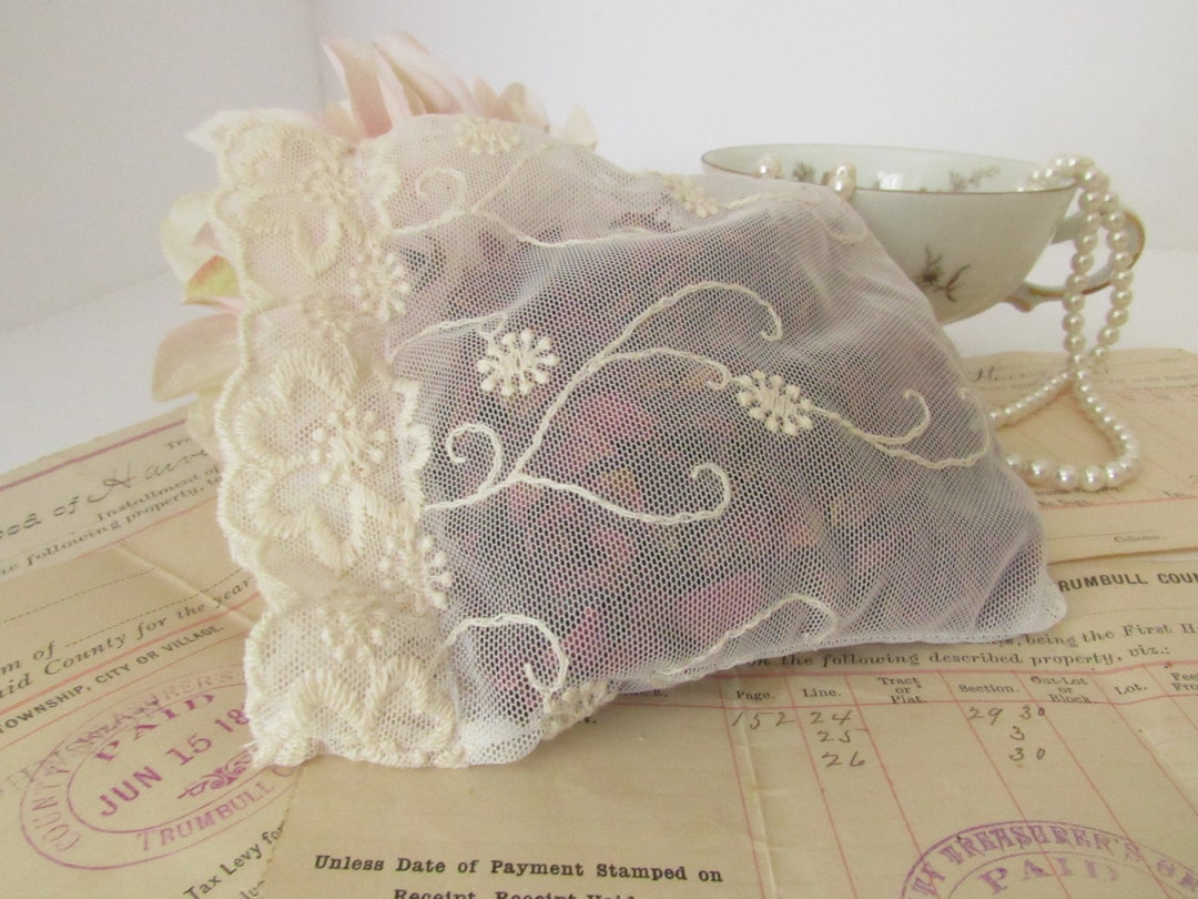 Rosebud Sachet Dried Organic Rose Lace Sachet See Through Etsy