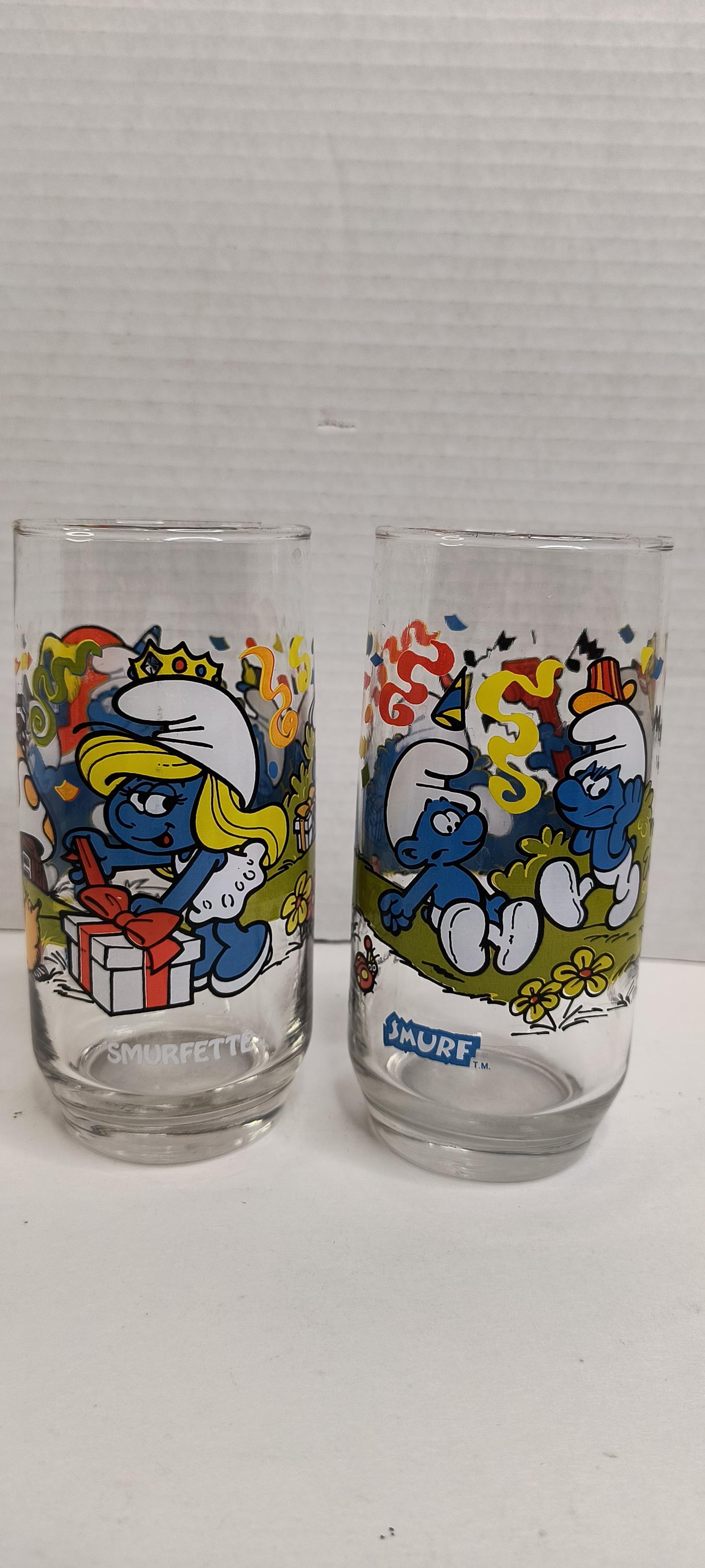 1983 Set of Smurf Glasses - Etsy