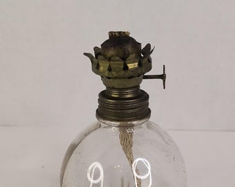 Vintage mini p&a USA oil lamp clear round no shade