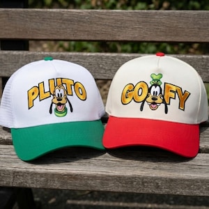 Pluto or Goofy Hat, Disney Inspired Embroidered Cap, Choose Character Baseball Hat, Cute Cartoon Dad Hat Adjustable Unisex