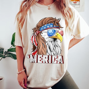 Merica USA Patriotic Bald Eagle PNG, 4th of July Sublimation Design, American Flag and Eagle Digital Download, Heat Transfer