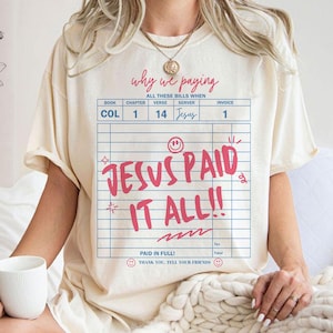 Jesus Paid It All Png, Christian Design Png, Sublimation Worship Designs, Direct to Film Christian Png, Guest Check Design Png, Digital Png