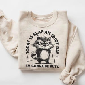 Today Is Slap An Idiot Day PNG, Funny Raccoon Design Png, Adult Humor, Silly Saying, Shirt Sublimation Design, Popular T-Shirt Design