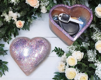Snuisterijdoosje met glitterhars, sprankelende sieradenaandenken