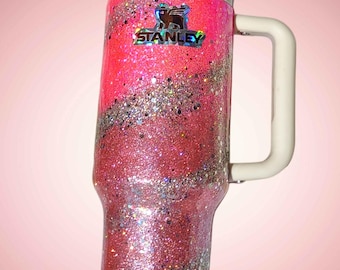 40 oz Pink Glitter Stanley Quencher • Stainless Steel Insulated Cup • Coquette Glam Gift • Custom Name Option