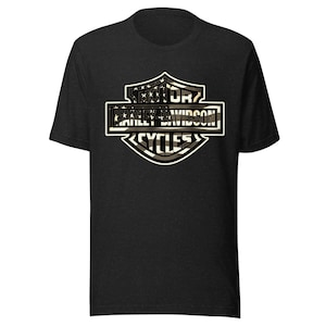 Harley Davidson Black and White Flag Unisex Short Sleeve  t-shirt