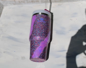 30 oz insulated stainless steel stanley Travel mug • Customizable Pink Glitter Tumbler